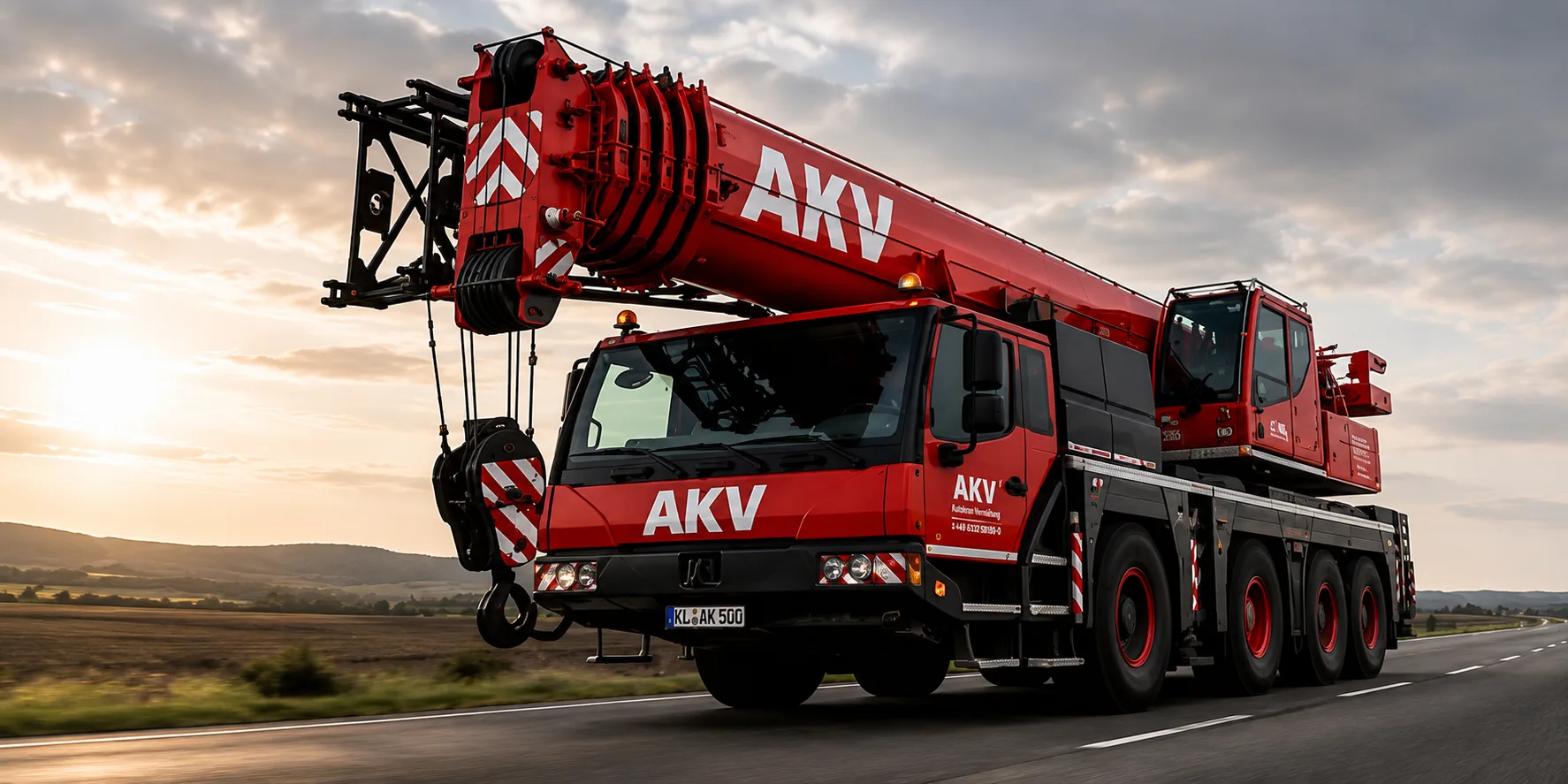 AKV Mobilkran auf der Straße – Autokranvermietung Zweibrücken